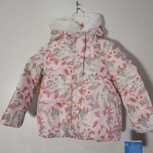 New Falls Creek  Baby Girl Toddler Pink Floral White Faux Fur Hooded Jacket 12MO